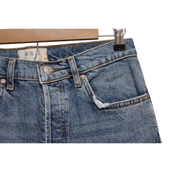 We The Free People Jeans Size 31 Straight Leg Button Fly Distressed High Rise - Picture 6 of 12